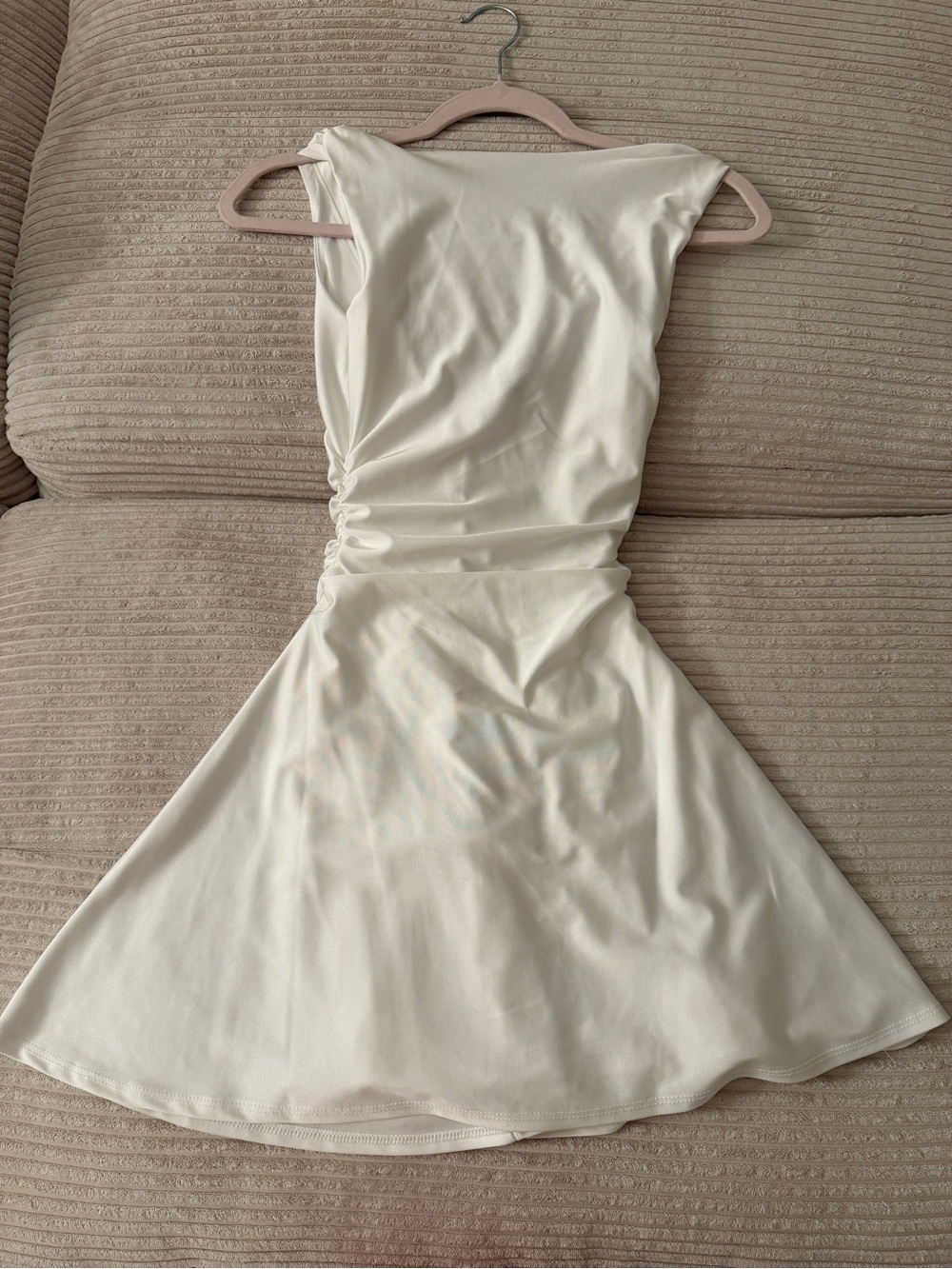 Windsor Women's White Ruched Waist Fit & Flare Dress